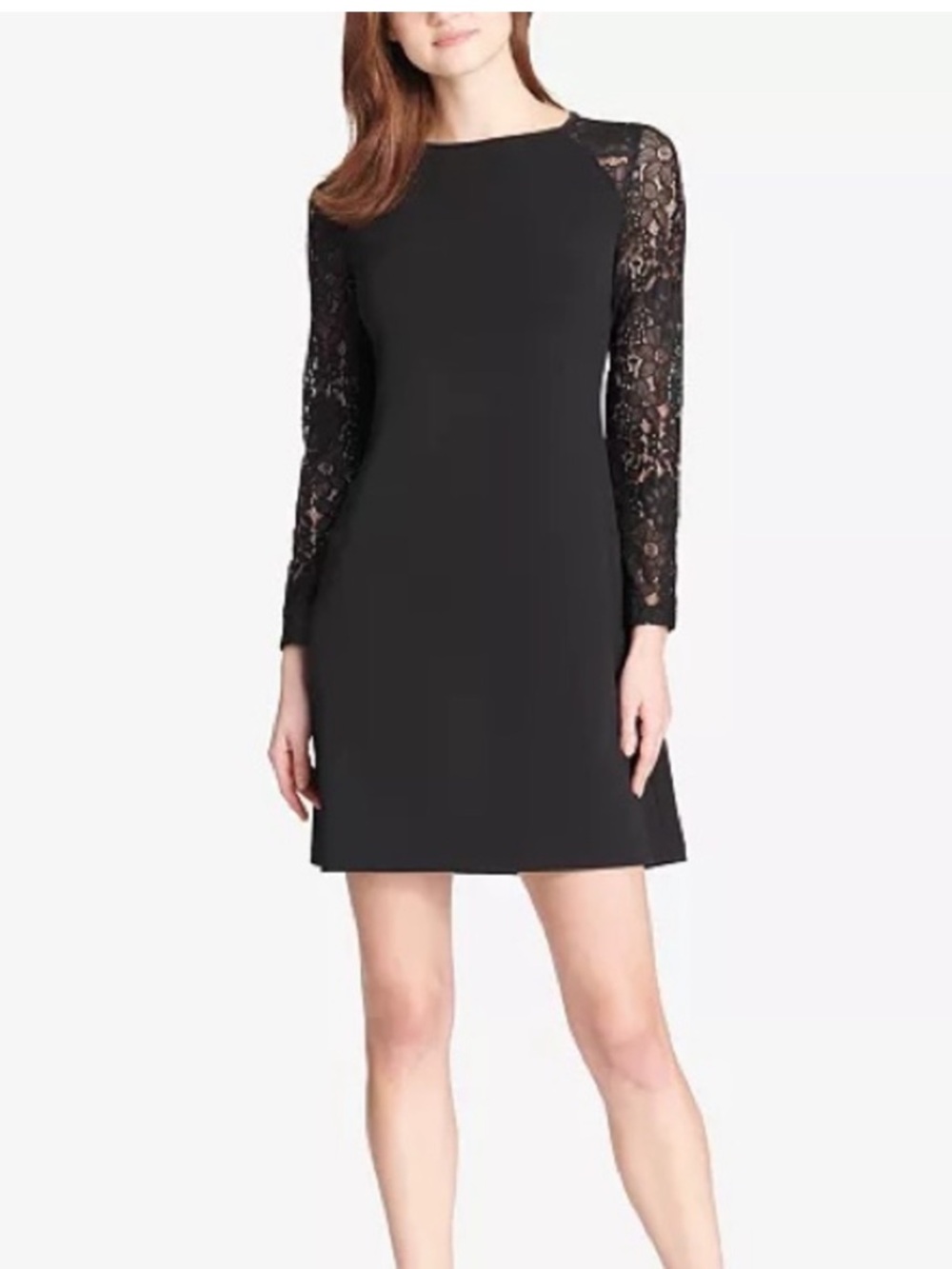 Tommy Hilfiger Black Lace-Sleeve Shift Dress